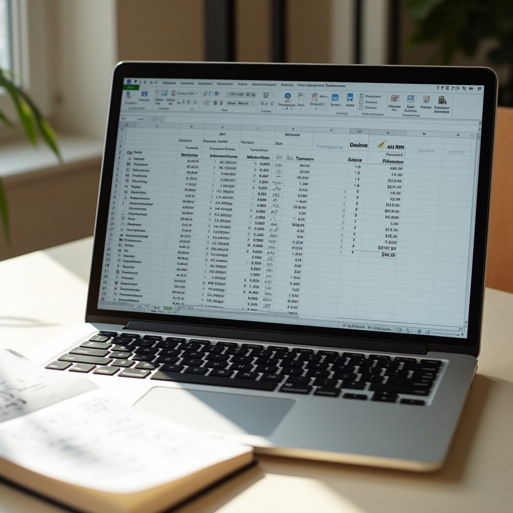 Tabel Excel cu date de vânzări deschis pe laptop